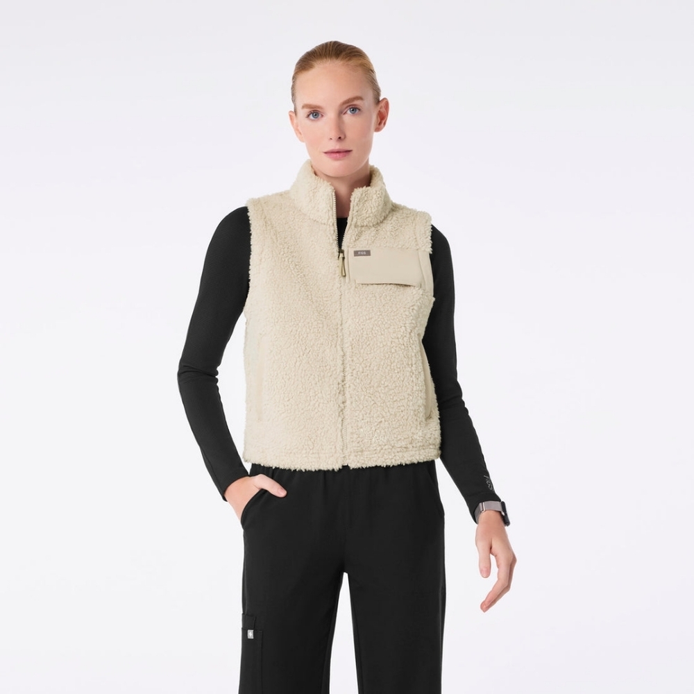 On Shift High Pile Fleece Vest XL in Bone